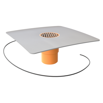 Függőleges fűthető erkélyösszefolyó integrált PVC gallérral Függőleges fűthető erkélyösszefolyó integrált PVC gallérral