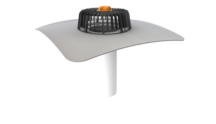 Nem hőszigetelt tetőkön alkalmazható egyfalú tetőösszefolyó integrált PVC gallérral
